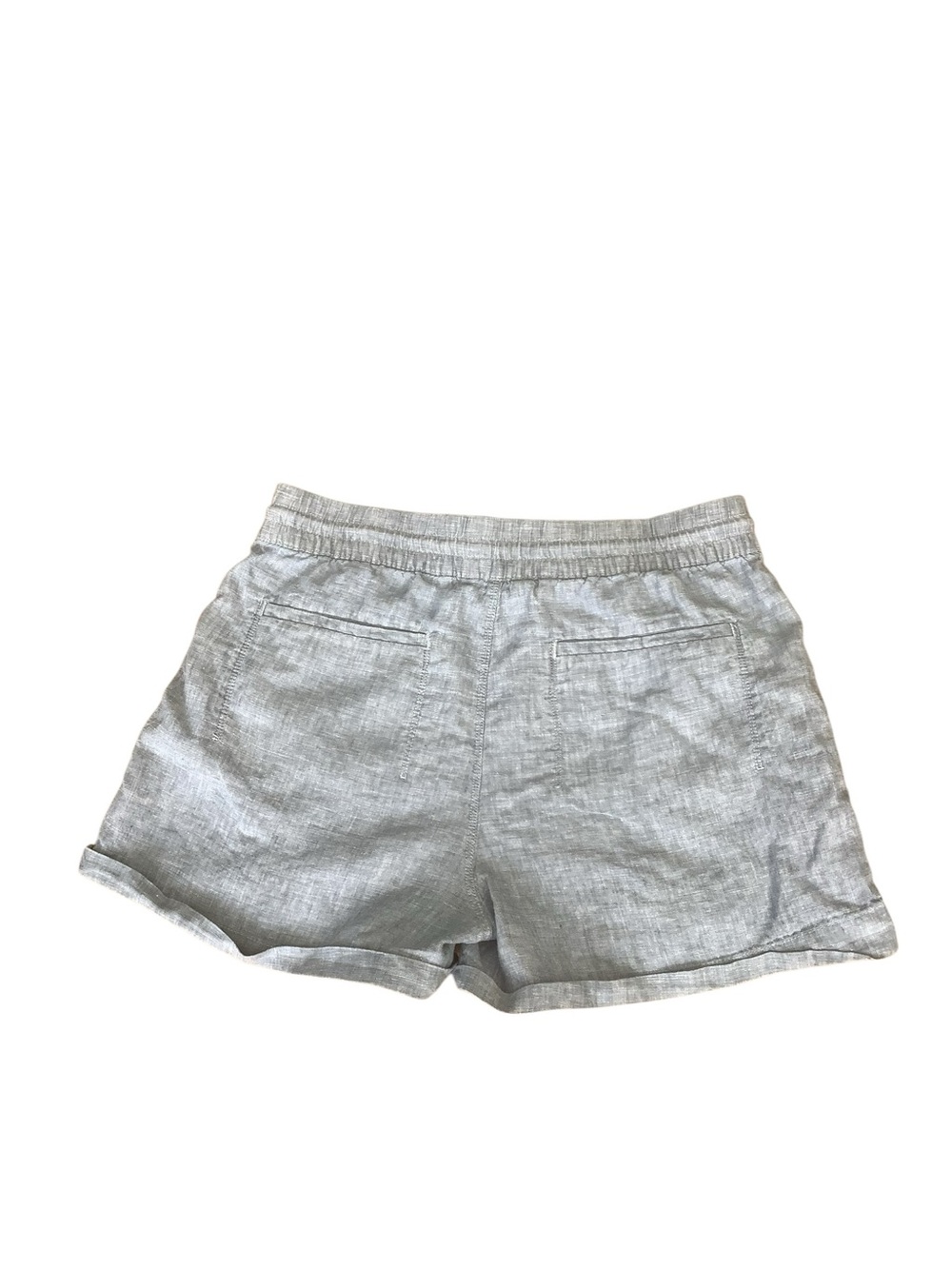 Athleta Cabo Linen Shorts Blue Slub 100% Linen Pull-On Elastic Waist Size 12 - Picture 3 of 11